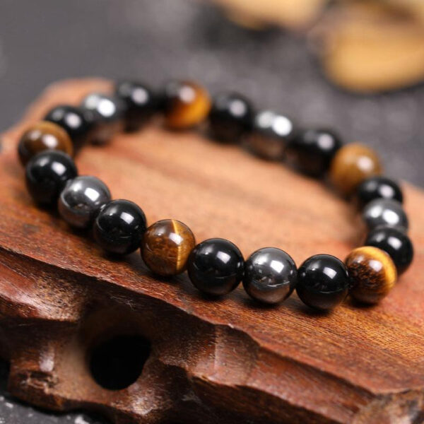 Triple Protection Bracelet - Tiger’s Eye, Obsidian, Hematite - Image 4