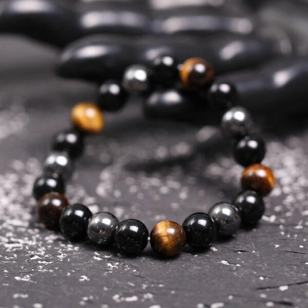 Triple Protection Bracelet - Tiger’s Eye, Obsidian, Hematite - Image 5