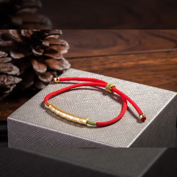 Tibetan Red String Bracelet - Buddhist Lucky Charm - Image 4