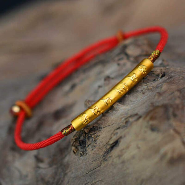 Tibetan Red String Bracelet - Buddhist Lucky Charm - Image 3